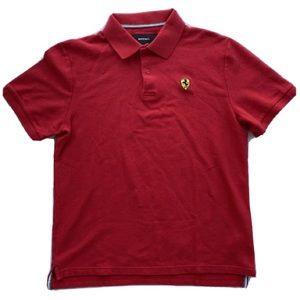 Scuderia Ferrari Official Men's Medium Short Sleeve Red Polo Logo Shirt Medium
